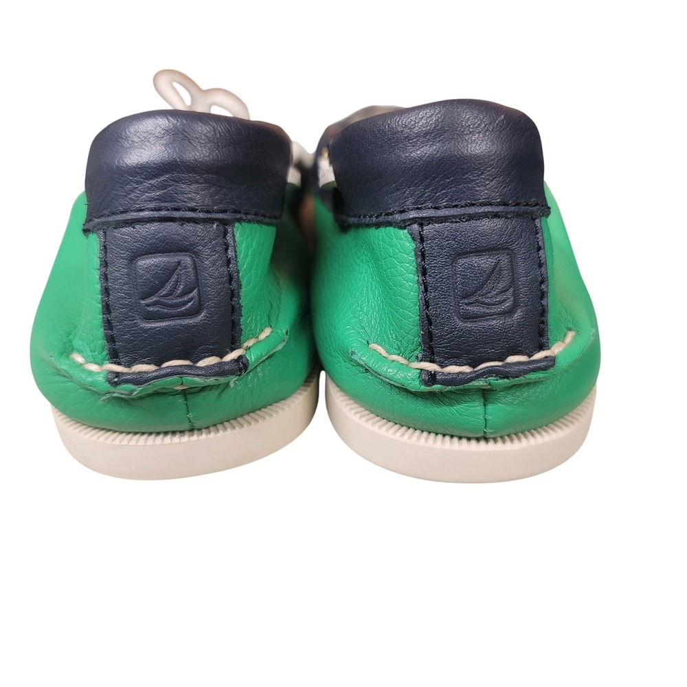 Sperry Top-Sider Womens Green Navy White Leather Boat Shoes Loafers Size 8.5M - Picture 2 of 7